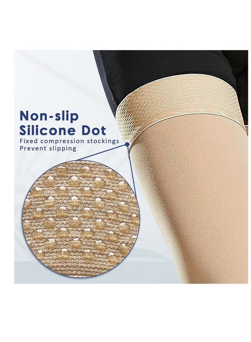 20-30 mmHg Open Toe Medical Compression Stockings for Women Men Thigh High Graduated Compression Socks with Dot Silicone Band Support Circulation Pressure Stockings for Varicose Veins Edema (XL) - Image 5